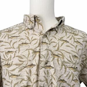 Woolrich Men's 100% Cotton Fish Kelp Button Down Shirt Sz XL Fishing Outdoors
